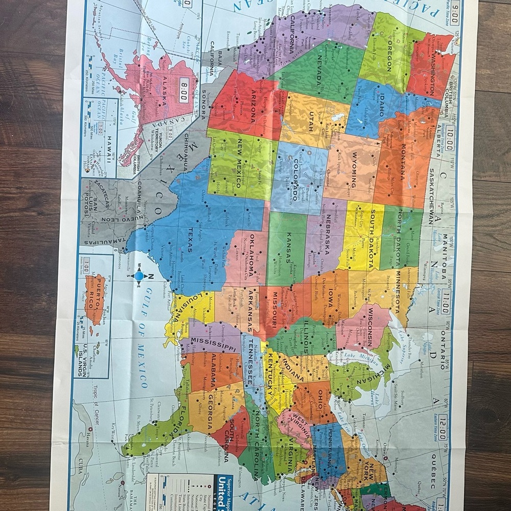Colorful United States Map Poster